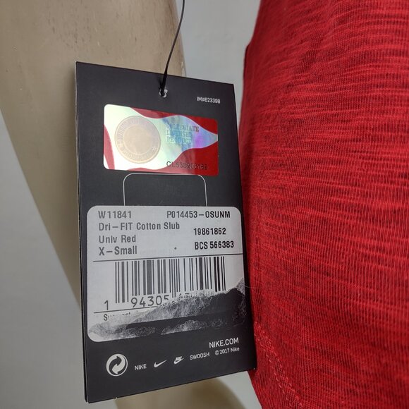 NWT Nike OSU Ohio State Buckeyes red white Raglan Sleeve t-shirt ladies XS - Picture 5 of 8